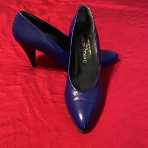 Charles Jourdan Vintage all leather blue pumps